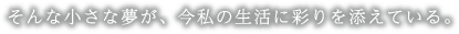 そんな小さな夢が、今私の生活に彩りを添えている。