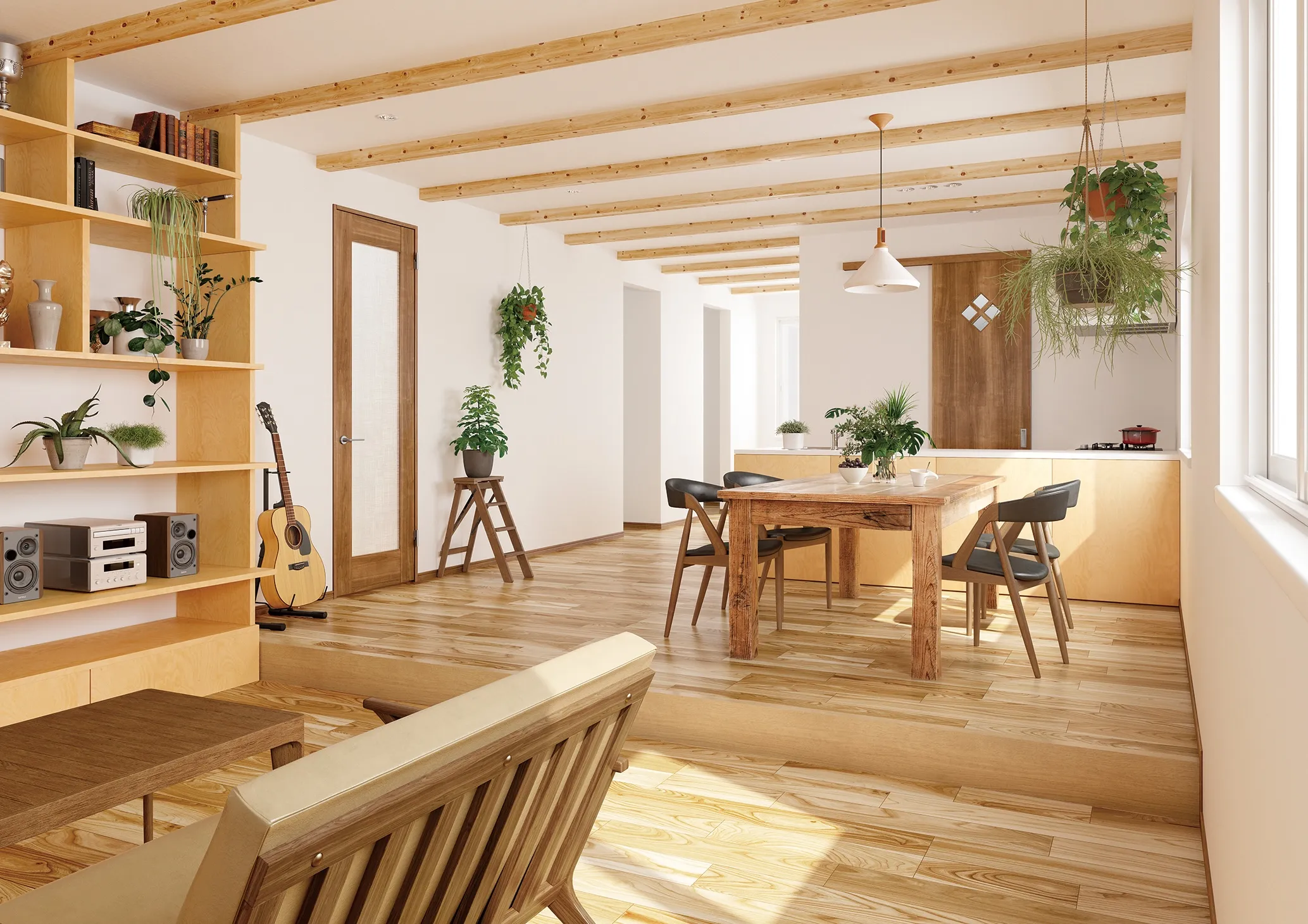 木のぬくもりを感じる自然派ダイニング空間