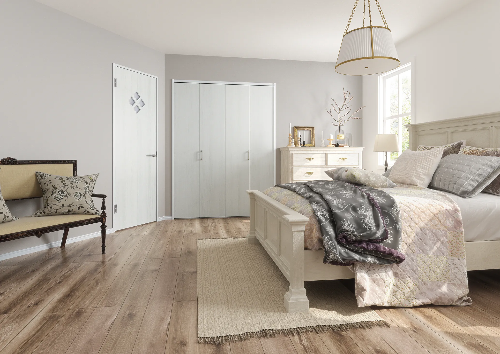 上品なくつろぎを演出する、クラシックモダンな寝室