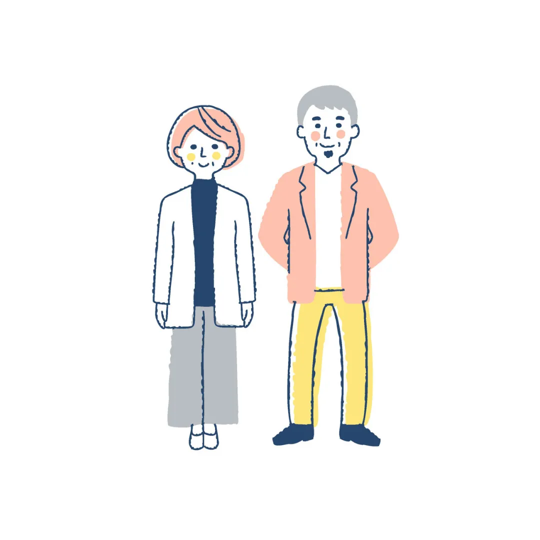落ち着いた雰囲気の中年夫婦のイラスト