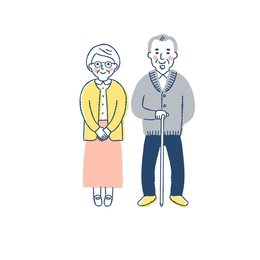 笑顔の高齢夫婦のイラスト