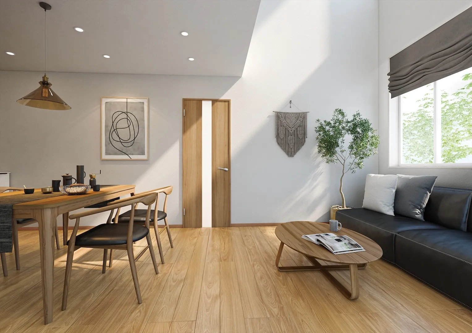 ナチュラルな木目フローリングとダイニング・リビングが調和した施工事例