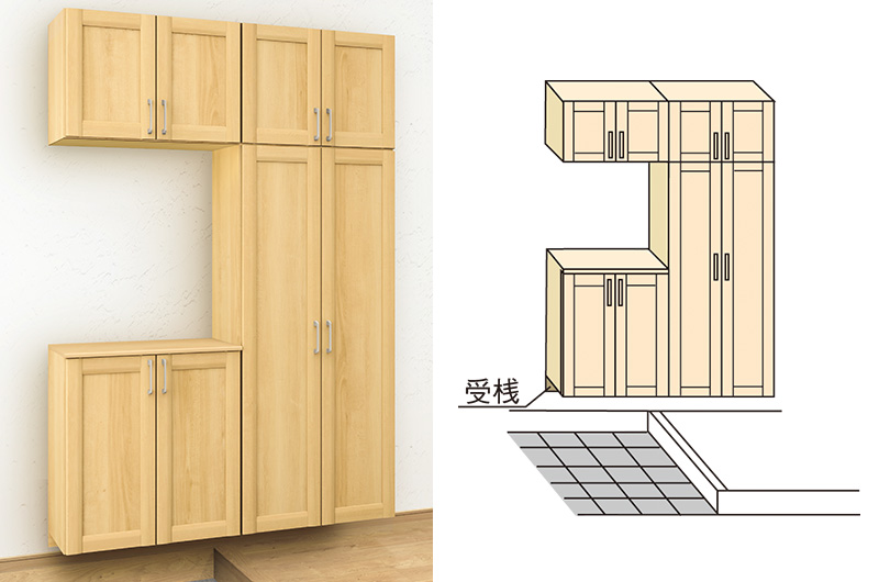 YKKAP収納 玄関収納 [3A]トール型プラン W08[鏡面仕上げデザイン](ミラー付)：[幅800mm]靴収納量　約１６足　YKK　YKK玄関収納　下駄箱　下足入れ　 - 3